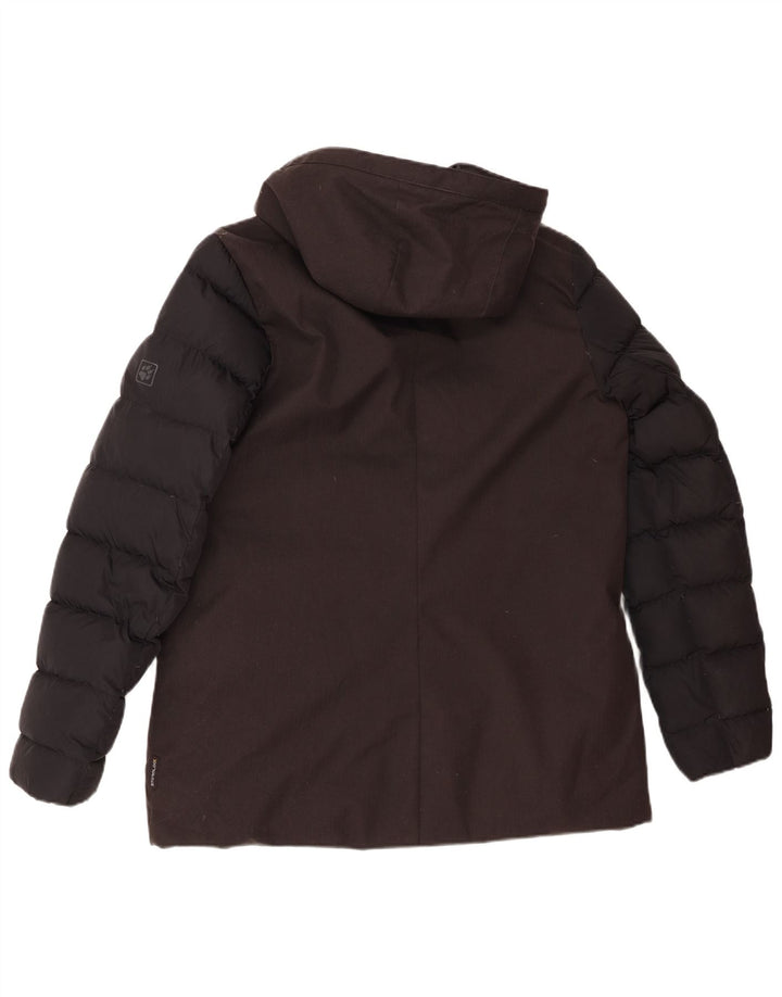 Jack Wolfskin Chaqueta acolchada con capucha para mujer UK 42 Medium Black Colourblock
