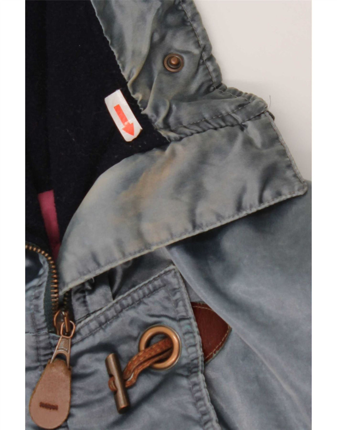 Vintage mujer con capucha chaqueta cortavientos de gran tamaño IT 44 azul medio