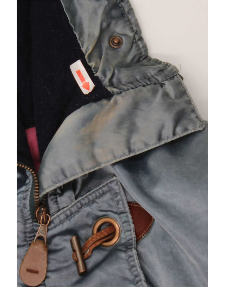 Vintage mujer con capucha chaqueta cortavientos de gran tamaño IT 44 azul medio