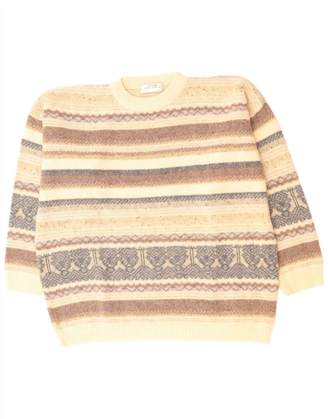 CALLE. BERNARD Jersey de cuello redondo para hombre talla 44/46 XL Beige Fair Isle