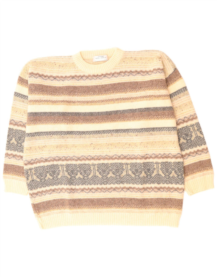 CALLE. BERNARD Jersey de cuello redondo para hombre talla 44/46 XL Beige Fair Isle