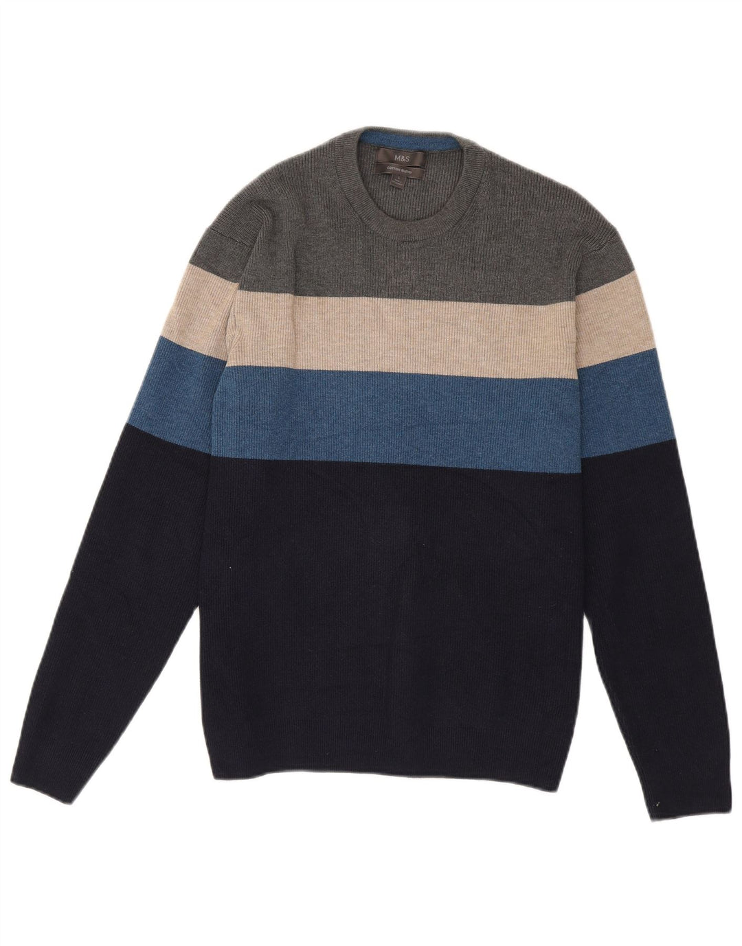 Marks & Spencer - Jersey de cuello redondo para hombre, talla grande, multicolor, a rayas