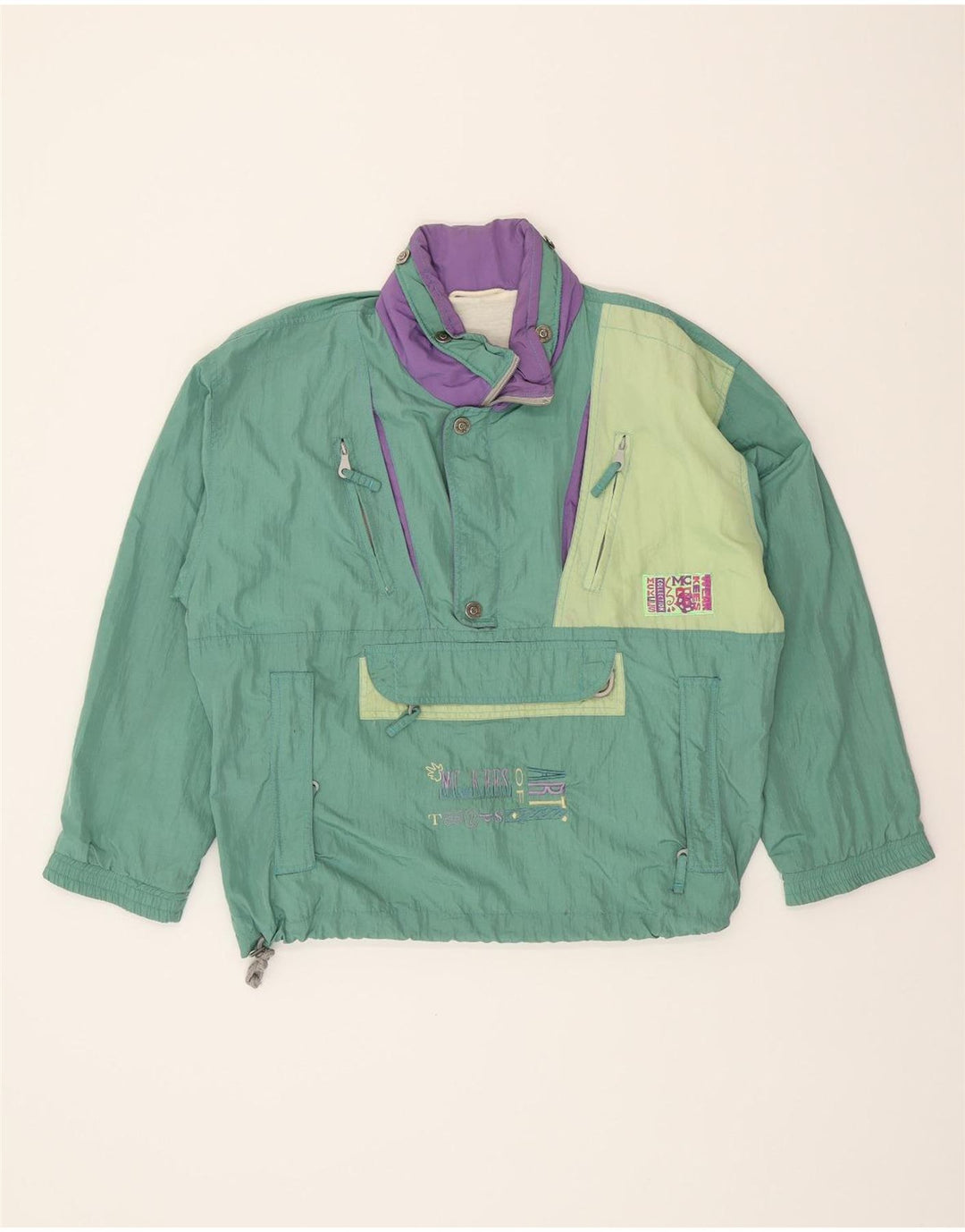 MC KEES Mens Loose Fit Tracksuit Top Jacket Small Green Colourblock Vintage Mc Kees and Second-Hand Mc Kees from Messina Hembry 