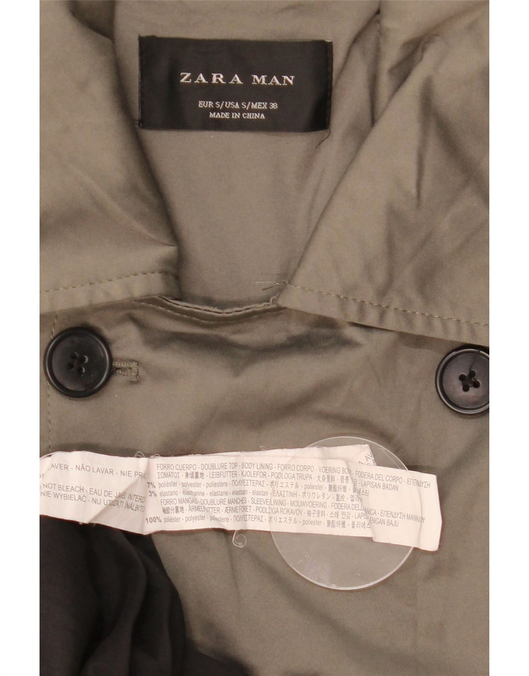 Zara Gabardina para hombre UK 36 Small Caqui Poliéster