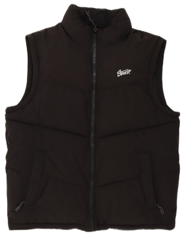 Pull & Bear Chaleco acolchado para hombre UK 38 Medium Negro Poliéster