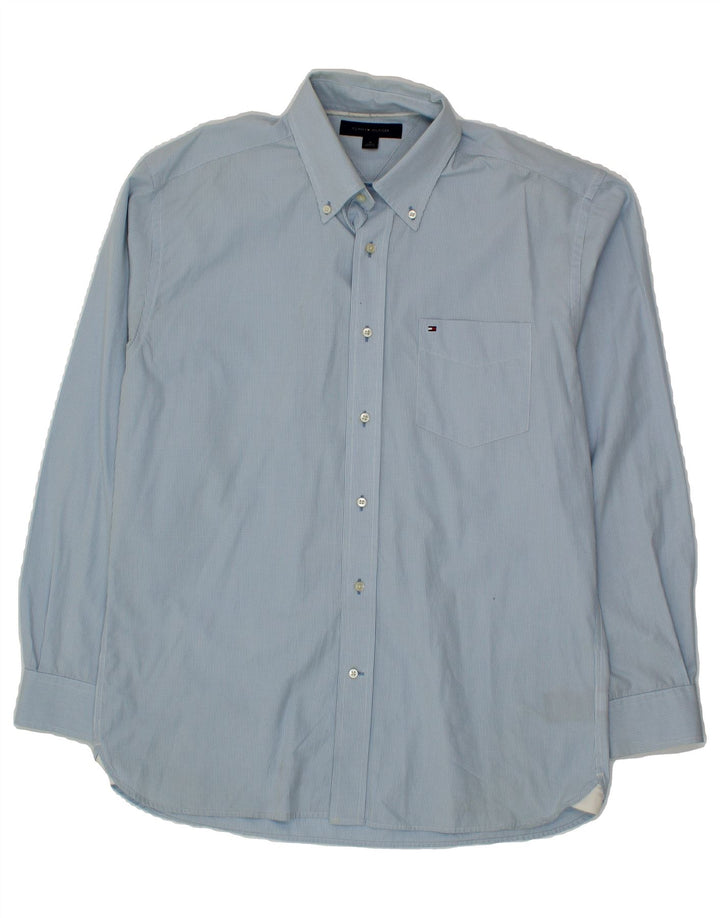 TOMMY HILFIGER Mens Shirt Medium Blue Houndstooth Cotton Vintage Tommy Hilfiger and Second-Hand Tommy Hilfiger from Messina Hembry 