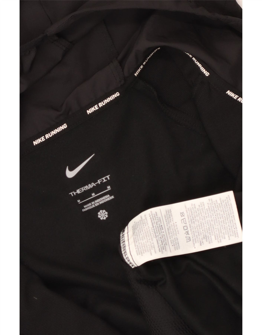 NIKE Chaqueta deportiva con capucha Therma-Fit para hombre, talla mediana, color negro