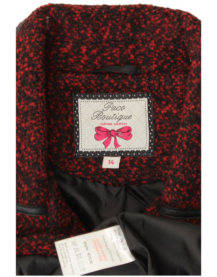 Paco Boutique Chaqueta De 3 Botones Para Mujer UK 44 Poliéster Burdeos Mediano