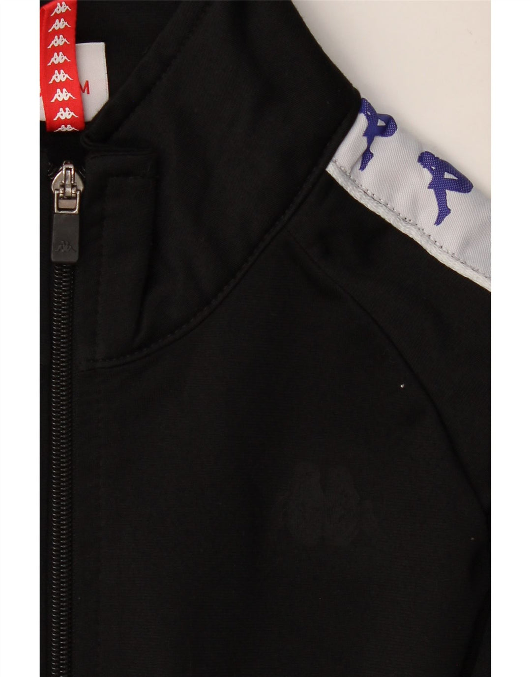 KAPPA Mens Graphic Chándal Top Chaqueta Mediano Negro Colorblock Poliéster