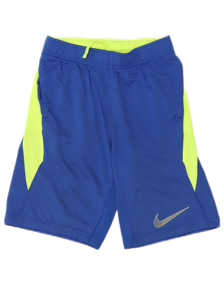 Nike Pantalones cortos deportivos Dri Fit para niños 8-9 años Pequeño azul Colorblock Poliéster