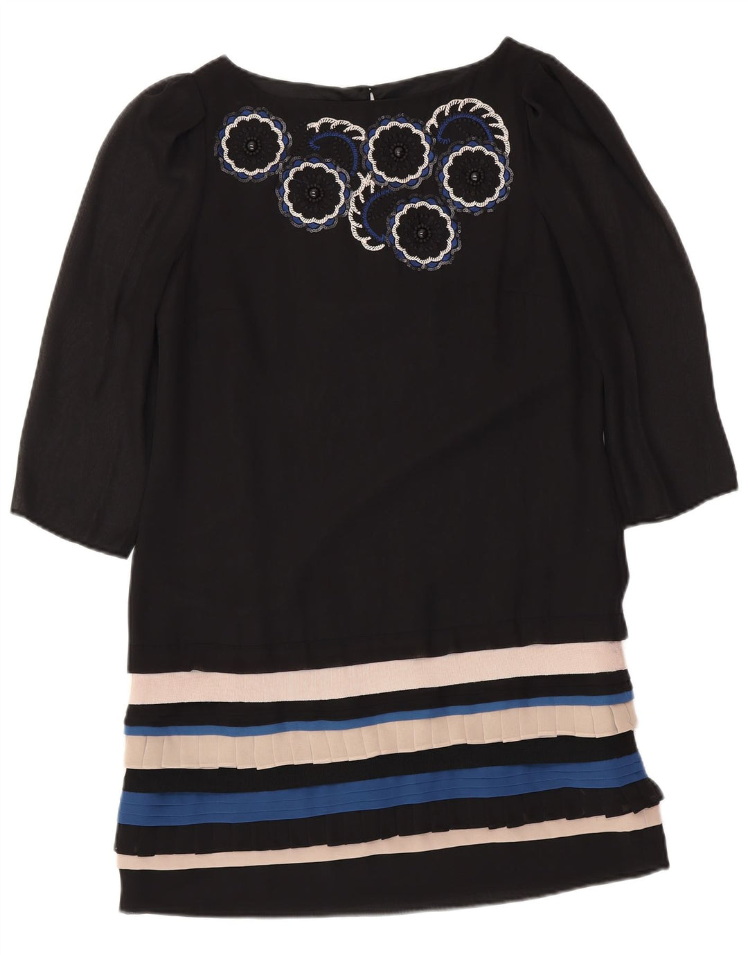 MONSOON Vestido tubo de manga 3/4 para mujer UK 42 Mediano Rayas negras