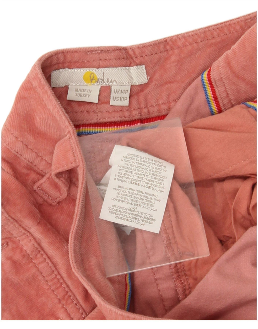 BODEN Pantalones cortos de pana para mujer UK 40 Large W34 L25 Pink