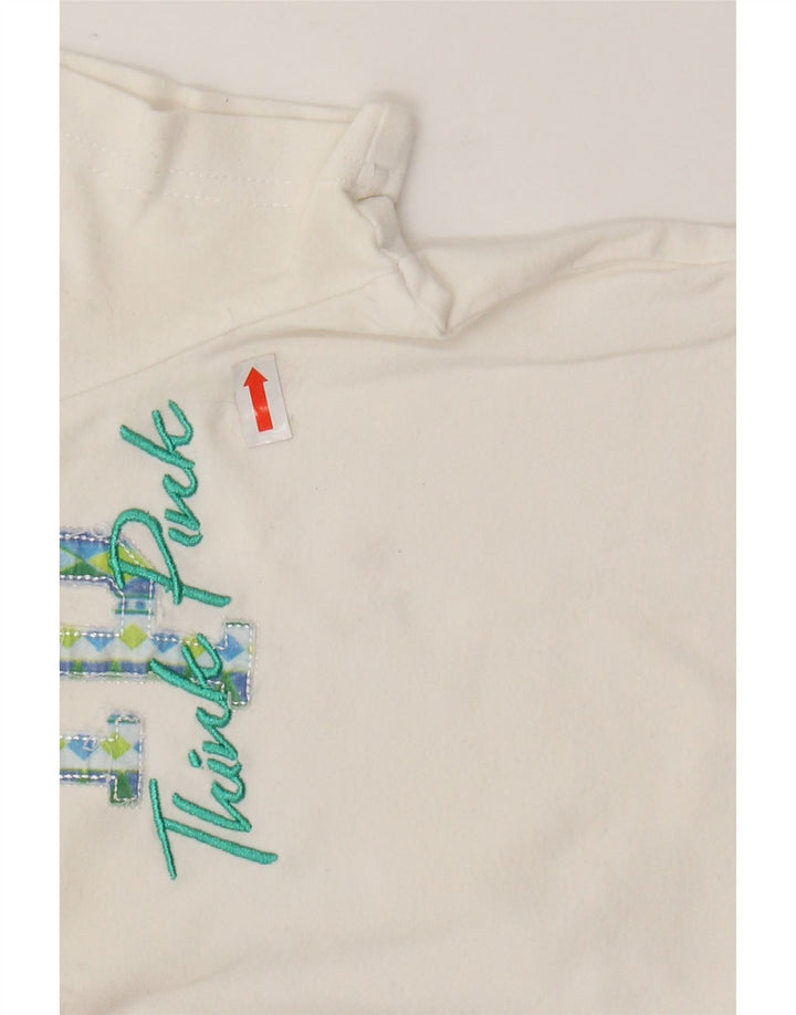 THINK PINK Polo gráfico para mujer UK 8 Small White Cotton