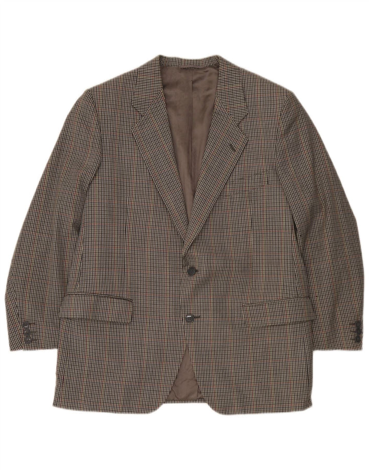 Vintage hombres 2 botones Blazer chaqueta Reino Unido 38 gris medio Houndstooth