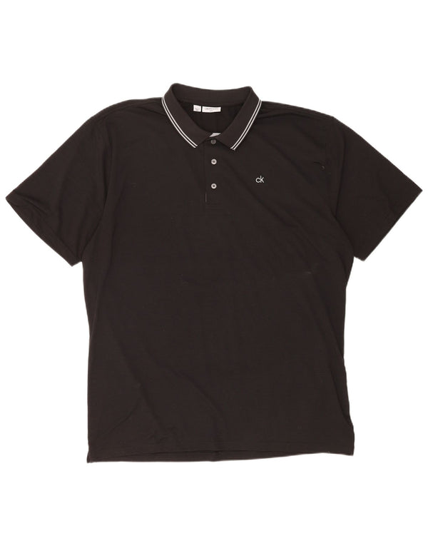 Calvin Klein Polo para hombre 2XL Poliéster a rayas negras
