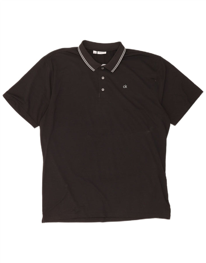 Calvin Klein Polo para hombre 2XL Poliéster a rayas negras