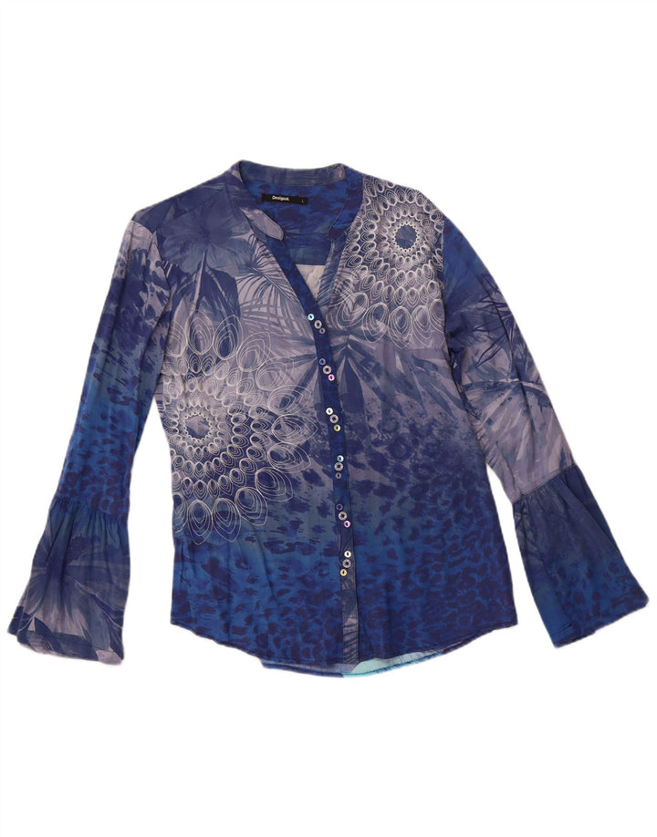 DESIGUAL Blusa camisera para mujer UK 44 Grande Azul Floral