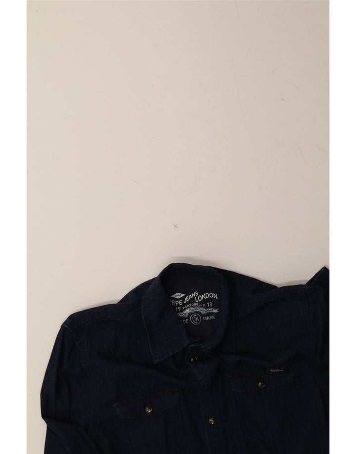 PEPE JEANS Boys Shirt 13-14 Years Medium Navy Blue Spotted Cotton Vintage PEPE Jeans and Second-Hand PEPE Jeans from Messina Hembry 