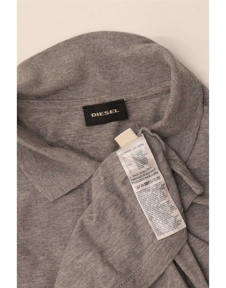 Diesel Hombre Polo Gráfico De Algodón Moteado Gris Medio