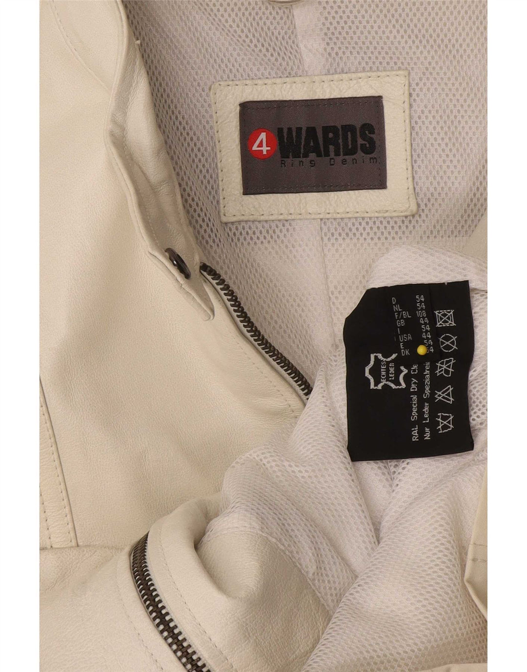 Vintage mujer chaqueta de cuero de gran tamaño IT 44 cuero blanco medio