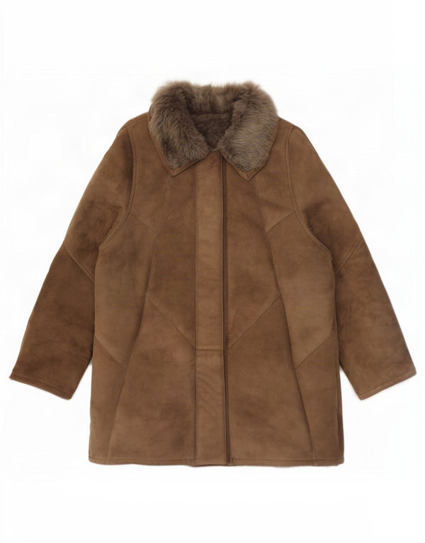 Chaqueta vintage de piel de oveja para mujer EU 46 XL Marrón