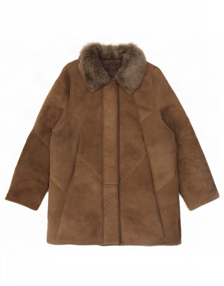 Chaqueta vintage de piel de oveja para mujer EU 46 XL Marrón