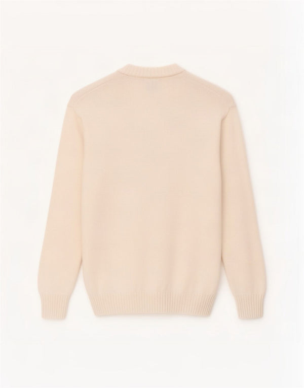 Zara Hombre Gráfico Cuello Redondo Jersey Suéter Pequeño Algodón Blanco