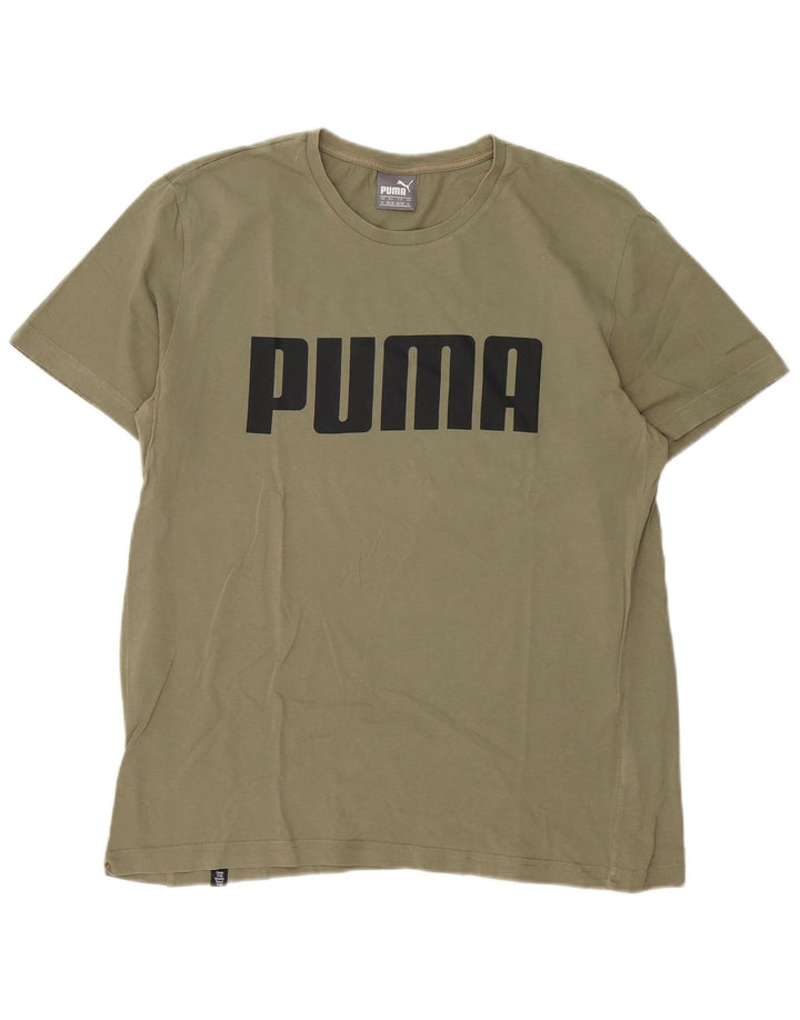 Puma Camiseta gráfica para hombre Top Medium Khaki Cotton