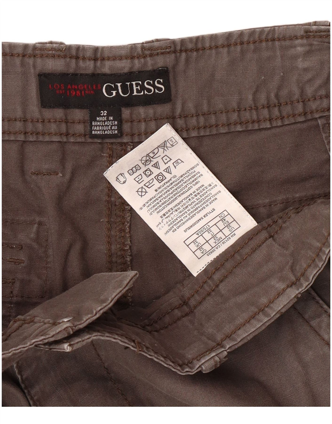 Guess Shorts Cargo Hombre W32 Algodón Gris Medio