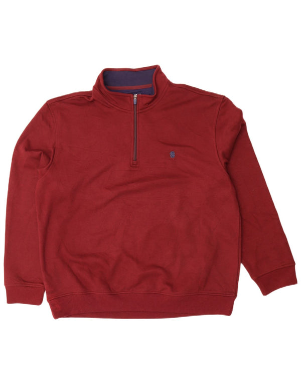 Izod Hombre Cremallera Cuello Sudadera Jumper XL Granate Poliéster