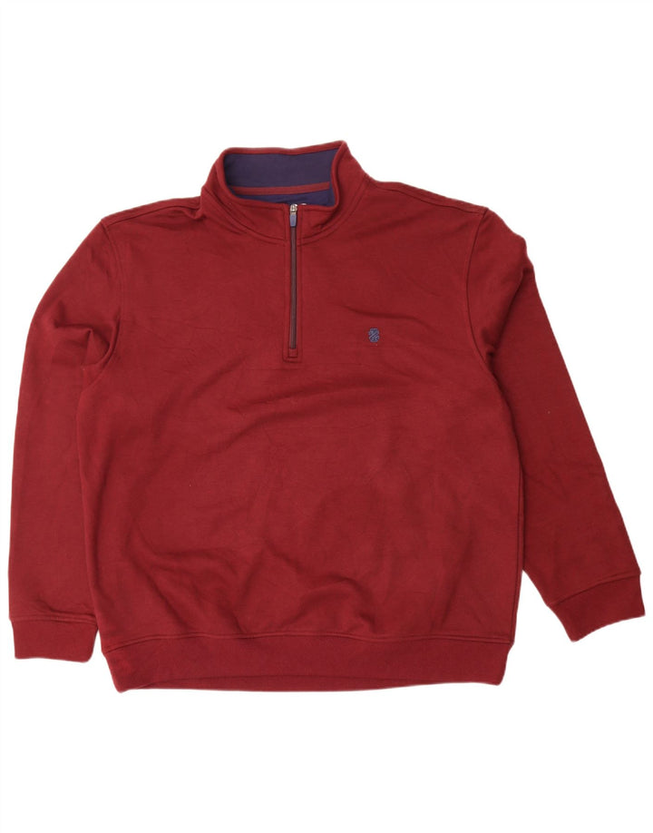Izod Hombre Cremallera Cuello Sudadera Jumper XL Granate Poliéster