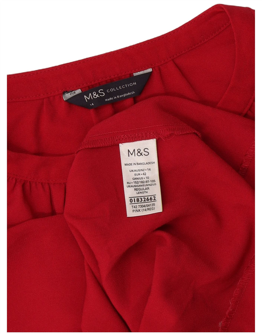 Marks & Spencer Vestido recto de manga 3/4 para mujer UK 44 Poliéster rosa grande