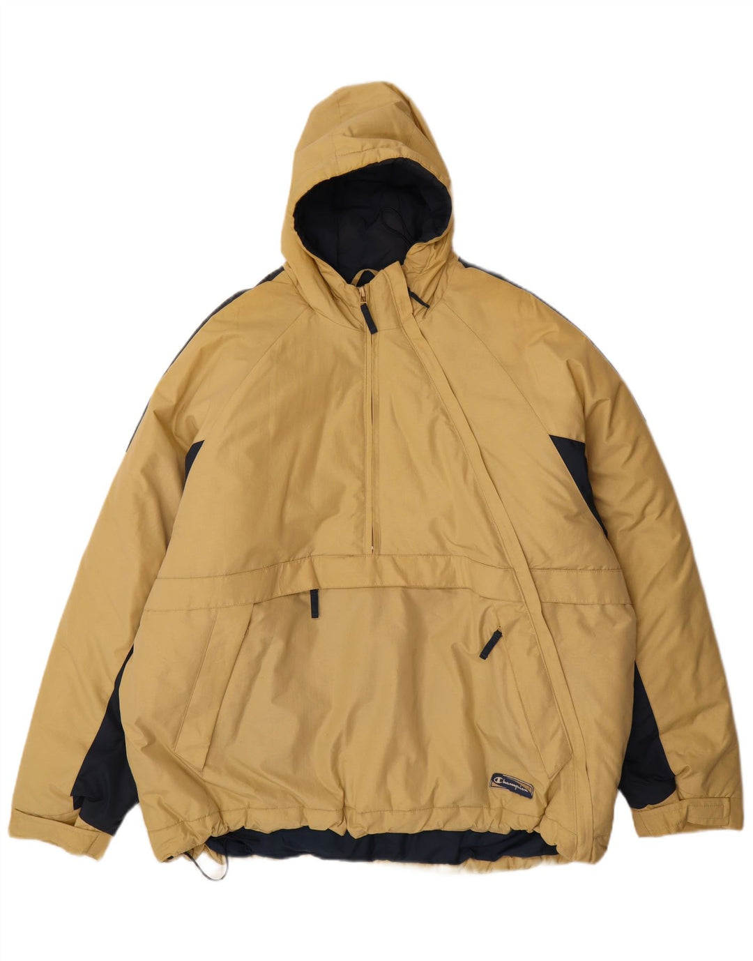 Champion Chaqueta acolchada con capucha para hombre UK 42 XL Beige Colorblock