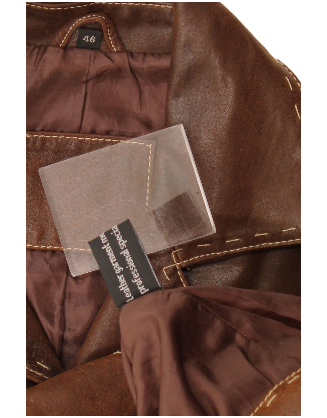 Chaqueta de cuero vintage para mujer IT 46 cuero marrón grande