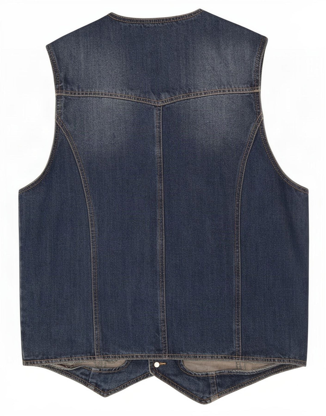 Vintage hombres denim chaleco IT 52 algodón azul grande
