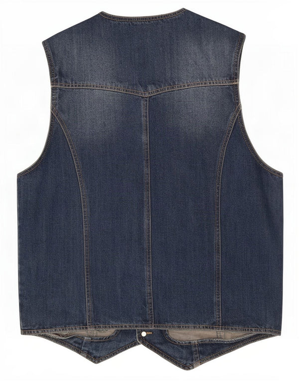 Vintage hombres denim chaleco IT 52 algodón azul grande