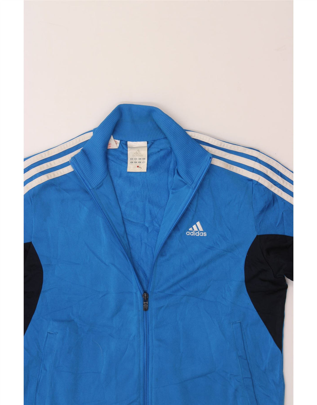 ADIDAS Boys Tracksuit Top Jacket 11-12 Years Blue Colourblock Polyester Vintage Adidas and Second-Hand Adidas from Messina Hembry 