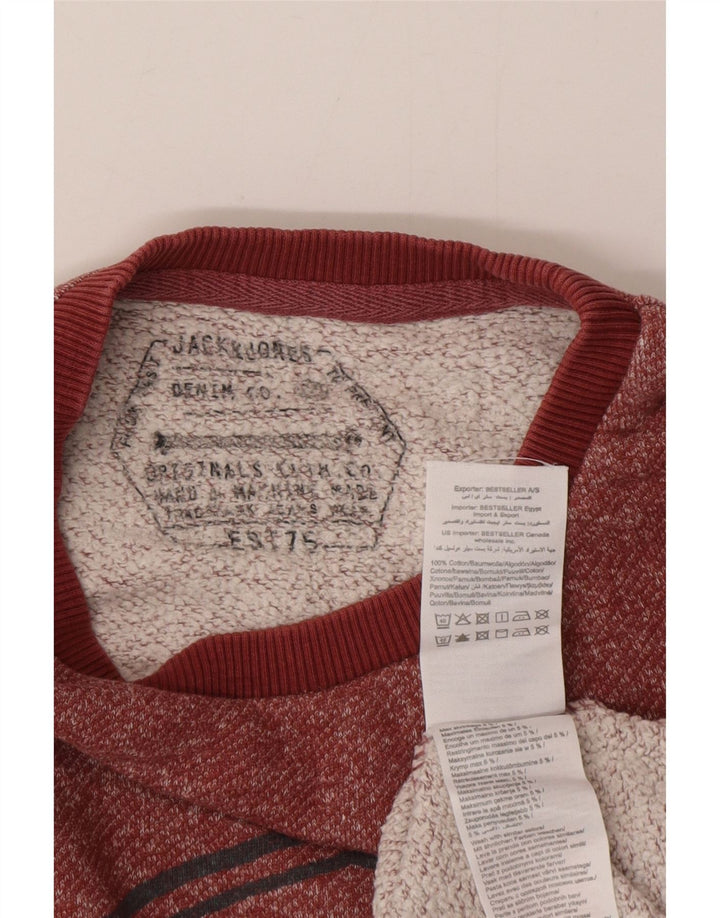 Jack & Jones Hombre Sudadera Gráfica Jumper Medium Borgoña De Algodón Moteado