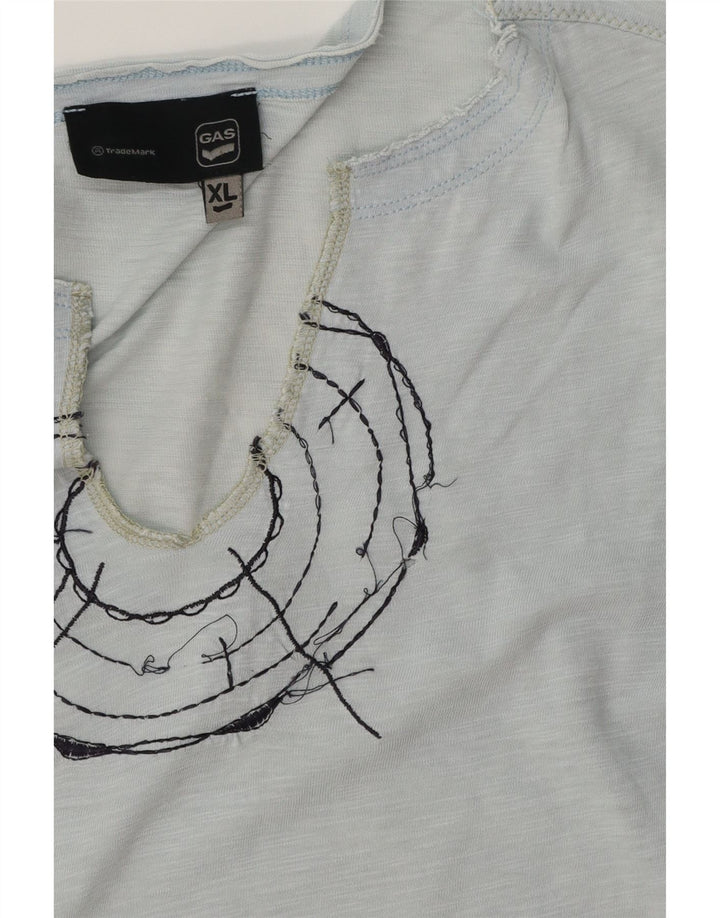 GAS Camiseta gráfica para hombre Top XL Azul moteado