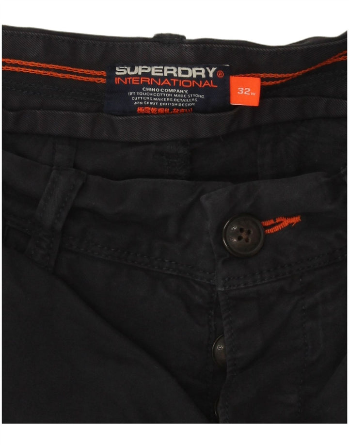 Superdry Pantalones cortos chinos para hombre W32 Algodón azul marino mediano