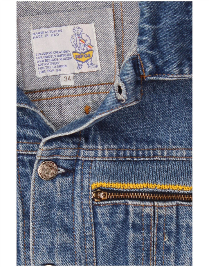 POP 84 Chaleco vaquero corto para mujer UK 2 2XS Azul