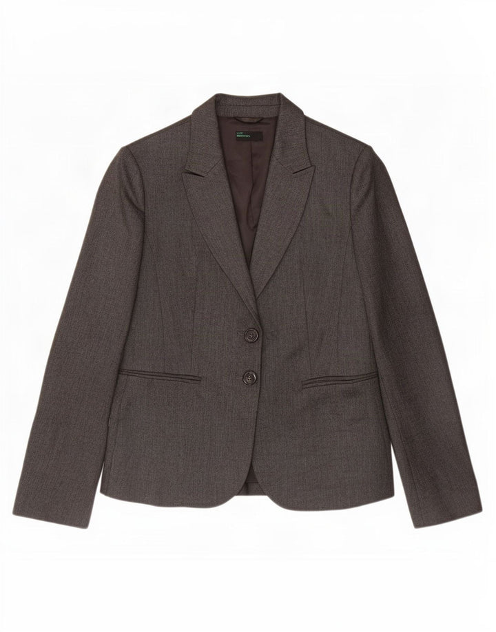 Benetton Chaqueta Americana De 2 Botones Para Mujer UK 40 Small Grey Herringbone