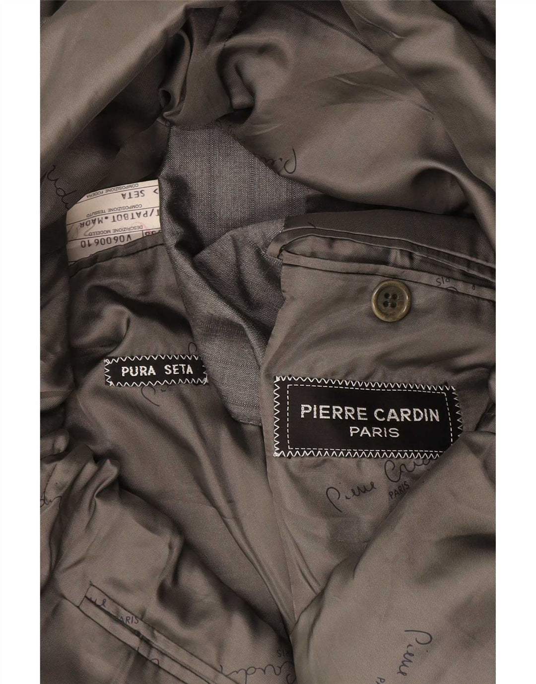 Pierre Cardin Chaqueta tipo blazer de 2 botones para hombre UK 38 Seda a rayas gris medio