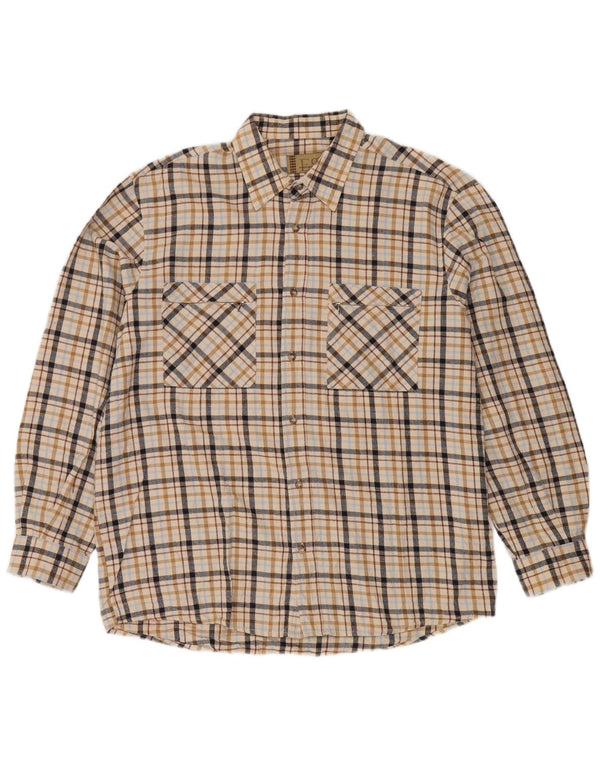 European Project Camisa de franela para hombre XL Algodón a cuadros beige