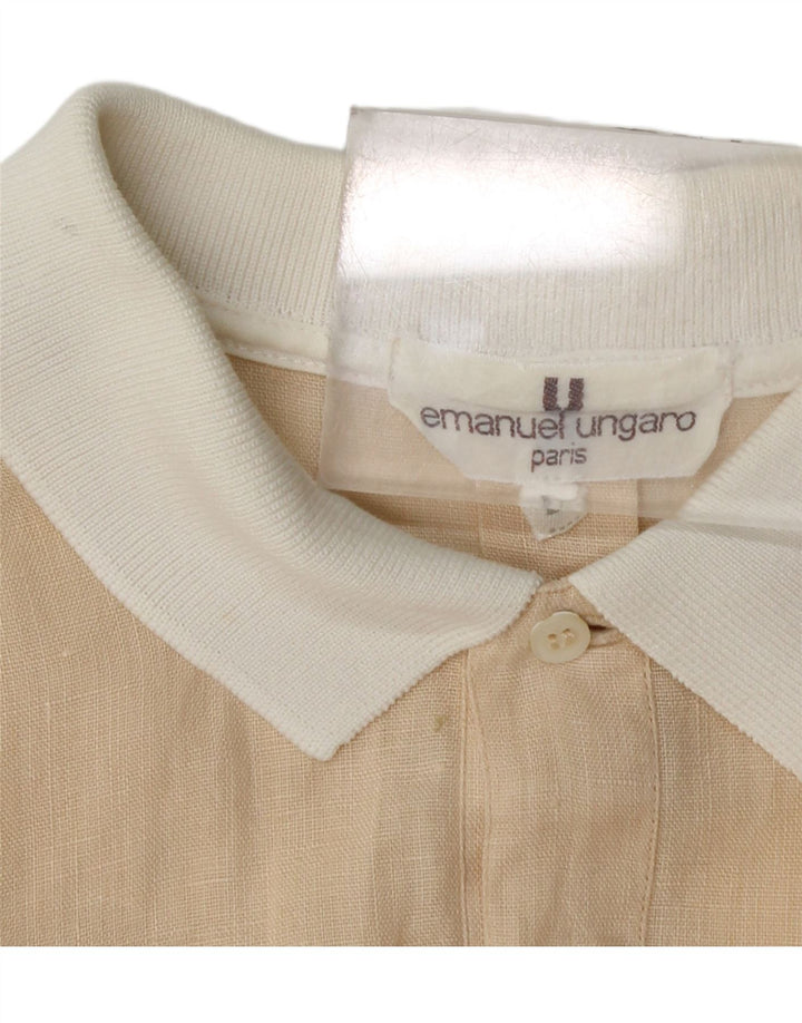 Emanuel Ungaro Hombre Camisa tipo jersey de manga corta Large Beige Colorblock