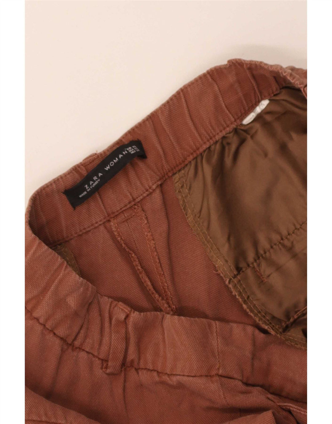 Zara Mujer Pantalón Capri XL W32 L22 Marrón