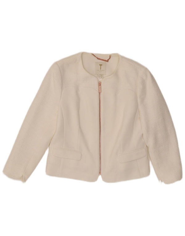 Ted Baker - Chaqueta corta para mujer, talla 3, poliéster blanco mediano
