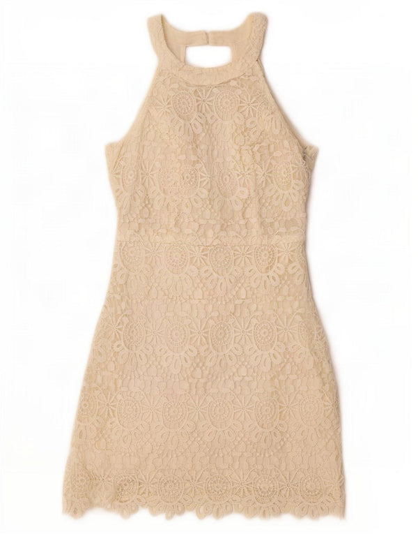 Hollister Vestido halter de encaje para mujer US 1 XS Poliéster floral blanco