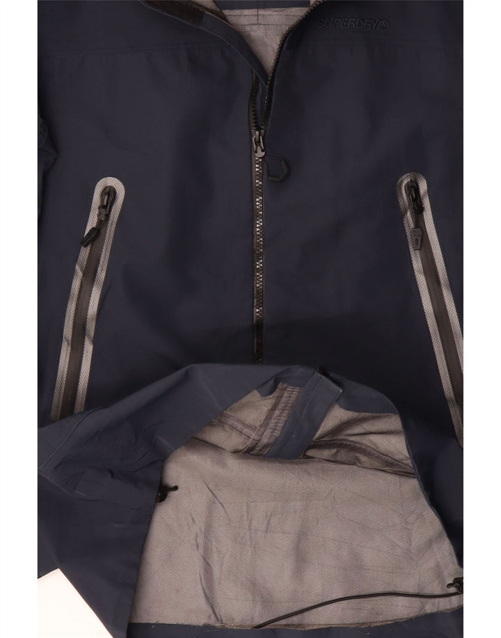 SUPERDRY Chaqueta impermeable con capucha para hombre UK 36 Small Azul marino Poliéster