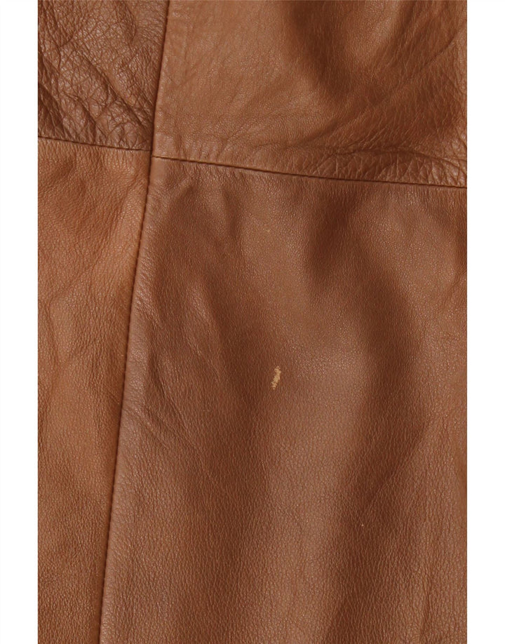 Vintage mujer cuero abrigo falda W34 marrón grande